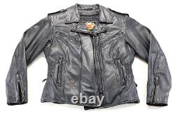 Veste Harley Davidson femme M en cuir noir avec doublure, poches, chaude, zip, légendaire