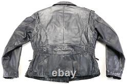 Veste Harley Davidson femme M en cuir noir avec doublure, poches, chaude, zip, légendaire