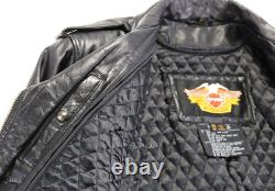 Veste Harley Davidson femme M en cuir noir avec doublure, poches, chaude, zip, légendaire