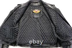 Veste Harley Davidson femme M en cuir noir avec doublure, poches, chaude, zip, légendaire