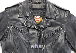 Veste Harley Davidson femme M en cuir noir avec doublure, poches, chaude, zip, légendaire