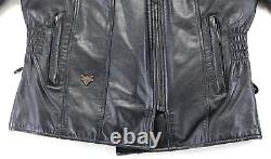 Veste Harley Davidson femme M en cuir noir avec doublure, poches, chaude, zip, légendaire