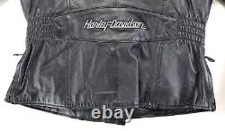 Veste Harley Davidson femme M en cuir noir avec doublure, poches, chaude, zip, légendaire