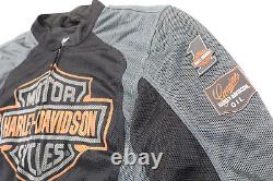 Veste Harley Davidson pour homme 2XL en maille noire, gris et orange, avec écusson Stock Bar Shield Pre-Luxe.