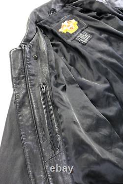 Veste Harley Davidson pour homme taille 2XL en cuir noir, style vintage, avec fermeture éclair, boutons-pression, douce et ornée du logo bar.