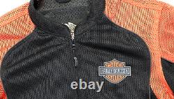 Veste Harley Davidson pour hommes 3XL en maille noire orange avec logo bar shield réfléchissant