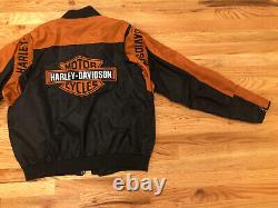 Veste Harley-davidson Hommes L Orange/noir Nylon Full Zip Long Sleeve Bar/shield