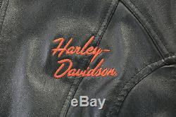 Veste Noire L Classique Armure Bouclier Barre 98153-09vw Zip En Cuir Harley Davidson