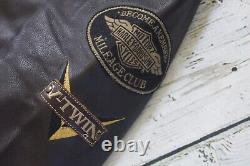 Veste bombardier en cuir brun vintage pour homme Harley Davidson Winged Bar & Shield L Rare