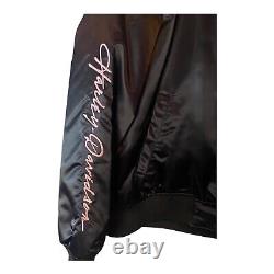 Veste bombardier en satin noir rose pour femmes Harley Davidson Bar and Shield taille L NWT