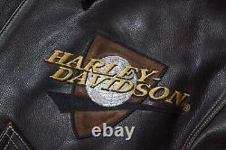 Veste de bombardier en cuir marron vieilli vintage pour homme Harley Davidson Bar & Shield