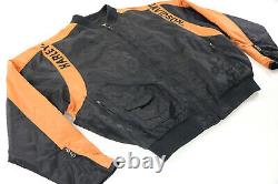 Veste de course Harley Davidson pour homme avec écusson Bar Shield, taille 5XL, couleur noir orange, en nylon style bomber avec fermeture éclair.