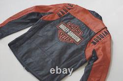 Veste de course en cuir noir perforé Harley Davidson Men Bar & Shield M 98123-08VM