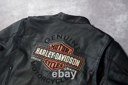 Veste de motard en cuir noir Harley Davidson Men Roadway Bar&Shield taille 2XL 98015-10VM