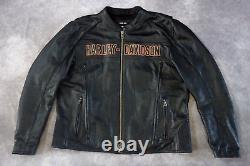 Veste de motard en cuir noir Harley Davidson Men Roadway Bar&Shield taille 2XL 98015-10VM