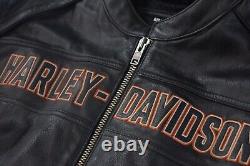 Veste de motard en cuir noir Harley Davidson Men Roadway Bar&Shield taille 2XL 98015-10VM