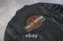 Veste de motard en cuir noir Harley Davidson Men Roadway Bar&Shield taille 2XL 98015-10VM