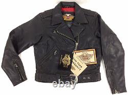 Veste de motard en cuir noir Harley Davidson Women CRUSADER Bar & Shield taille M NEUVE