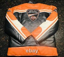 Veste de moto Harley Davidson en simili cuir avec logo Bar & Shield, taille Large