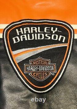 Veste de moto Harley Davidson en simili cuir avec logo Bar & Shield, taille Large