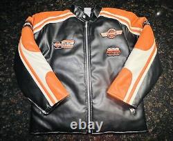 Veste de moto Harley Davidson en simili cuir avec logo Bar & Shield, taille Large