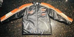 Veste de moto Harley Davidson en simili cuir avec logo Bar & Shield, taille Large