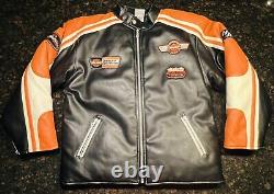 Veste de moto Harley Davidson en simili cuir avec logo Bar & Shield, taille Large