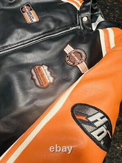 Veste de moto Harley Davidson en simili cuir avec logo Bar & Shield, taille Large