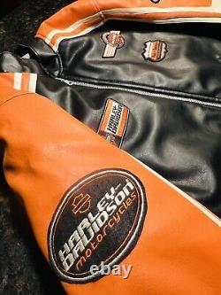 Veste de moto Harley Davidson en simili cuir avec logo Bar & Shield, taille Large