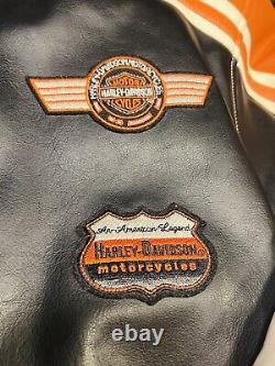 Veste de moto Harley Davidson en simili cuir avec logo Bar & Shield, taille Large