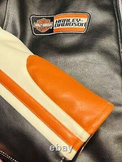 Veste de moto Harley Davidson en simili cuir avec logo Bar & Shield, taille Large