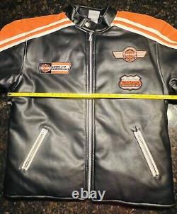 Veste de moto Harley Davidson en simili cuir avec logo Bar & Shield, taille Large