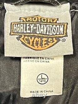 Veste de moto Harley Davidson en simili cuir avec logo Bar & Shield, taille Large