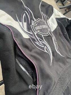 Veste de moto Harley Davidson pour femmes en cuir vintage avec motif tribal et blason/ Taille Large