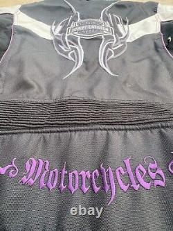 Veste de moto Harley Davidson pour femmes en cuir vintage avec motif tribal et blason/ Taille Large