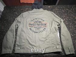 Veste de moto Harley Davidson pour hommes / 3 en 1 / vert armée / Bar & Shield / XLT