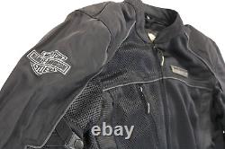 Veste de moto Harley Davidson pour hommes en maille noire avec armure réfléchissante, barre de protection et fermeture éclair
