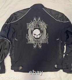 Veste de moto Harley Davidson pour hommes en nylon réfléchissant avec le crâne de Willie G XXL en bon état