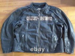 Veste de moto en cuir Harley Davidson pour homme Roadway Bar & Shield avec triple ventilation en taille 4XL