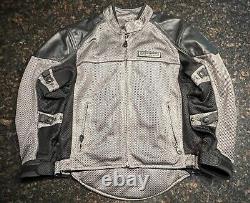 Veste de moto en cuir et mesh Harley Davidson pour hommes avec bouclier/barre et armure dorsale