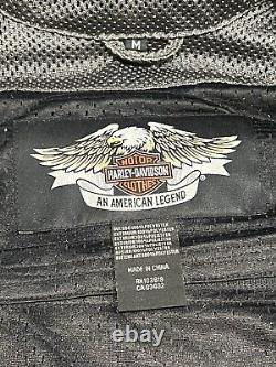 Veste de moto en cuir et mesh Harley Davidson pour hommes avec bouclier/barre et armure dorsale