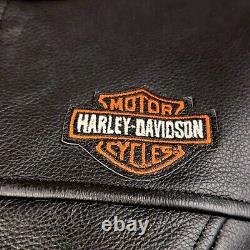 Veste de moto en cuir noir pour femmes Harley-Davidson XS avec Bar & Shield et broderie