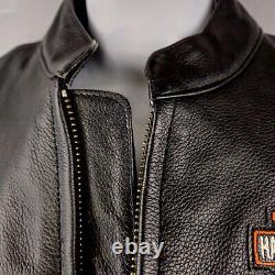 Veste de moto en cuir noir pour femmes Harley-Davidson XS avec Bar & Shield et broderie