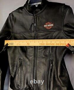 Veste de moto en cuir noir pour femmes Harley-Davidson XS avec Bar & Shield et broderie