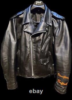 Veste de moto vintage Schott Model 125 avec écusson Harley Davidson Bar & Shield