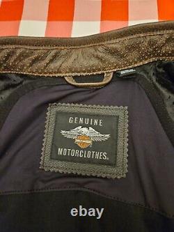 Veste en Cuir Noir Marron Harley Davidson Trostel Bar&Shield pour Hommes taille L 98053-19VM