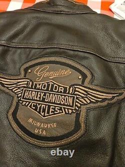 Veste en Cuir Noir Marron Harley Davidson Trostel Bar&Shield pour Hommes taille L 98053-19VM
