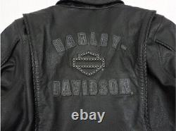 Veste en cuir Harley Davidson M HERITAGE 98064-13VW avec broderie tressée Bar & Shield