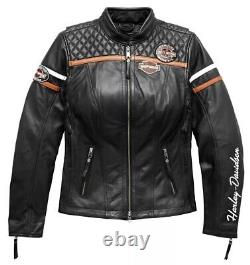 Veste en cuir Harley Davidson Women's Miss Enthusiast Bar & Shield de taille S à 5XL