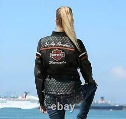 Veste en cuir Harley Davidson Women's Miss Enthusiast Bar & Shield de taille S à 5XL